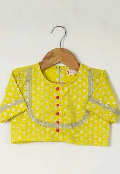 Leheriya Printed Cotton Lehenga in Yellow