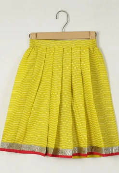 Leheriya Printed Cotton Lehenga in Yellow