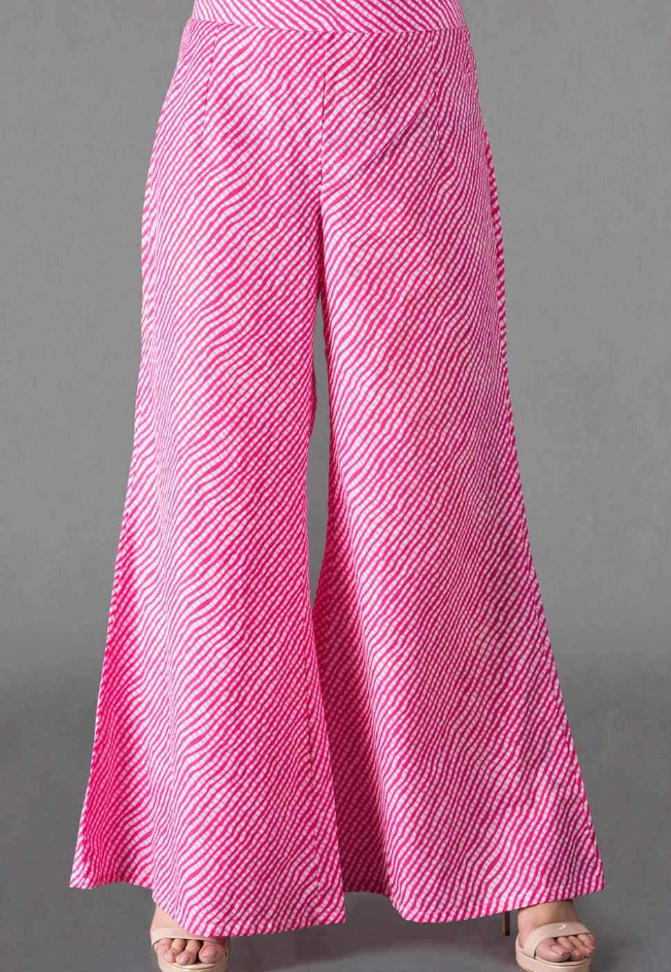 Leheriya Printed Cotton Palazzo in Pink