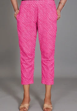 Leheriya Printed Cotton Pant in Pink
