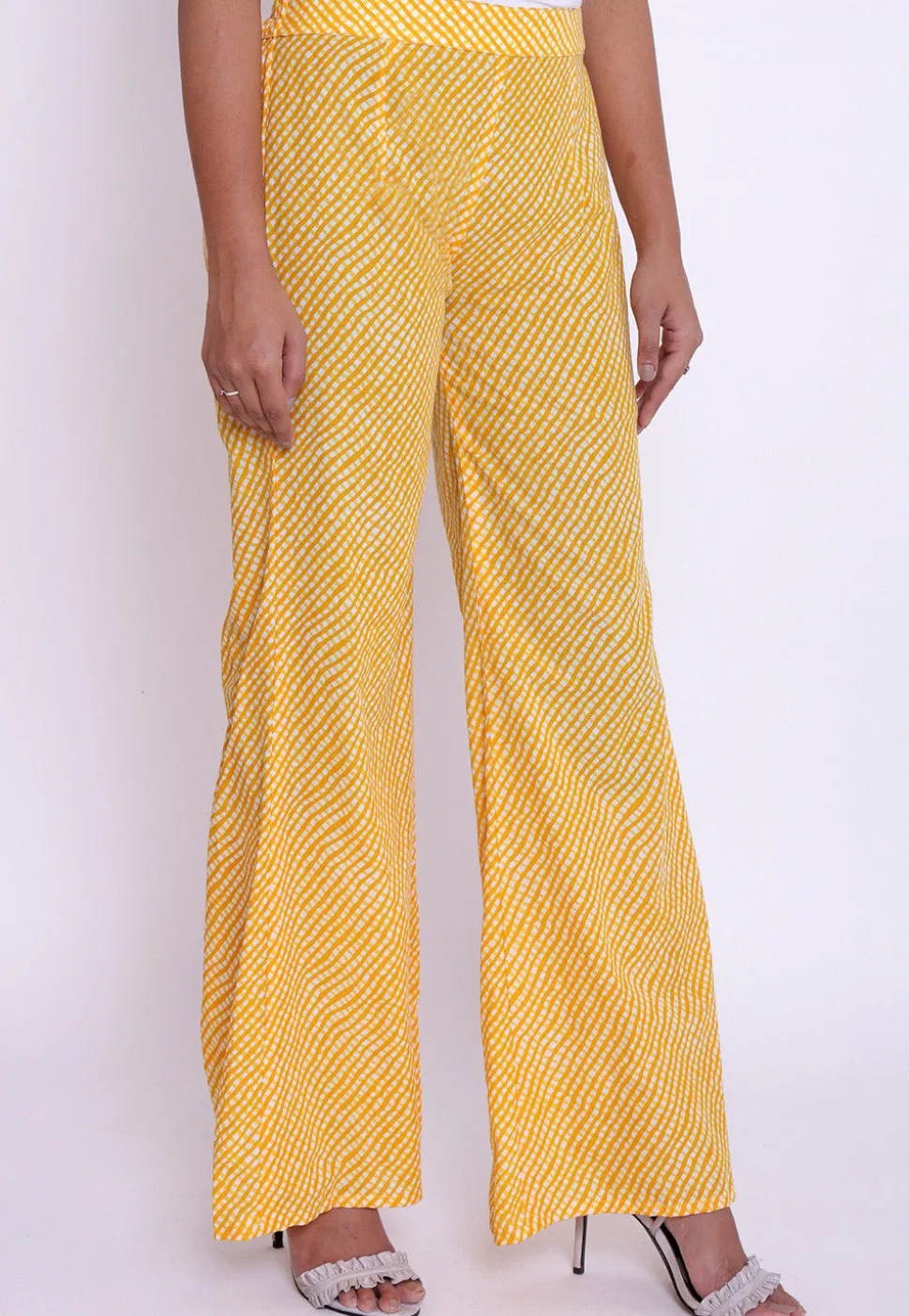 Leheriya Printed Cotton Palazzo in Yellow