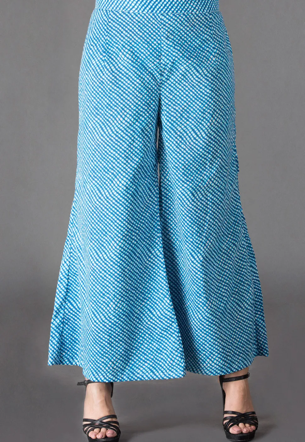 Leheriya Printed Cotton Palazzo in Sky Blue