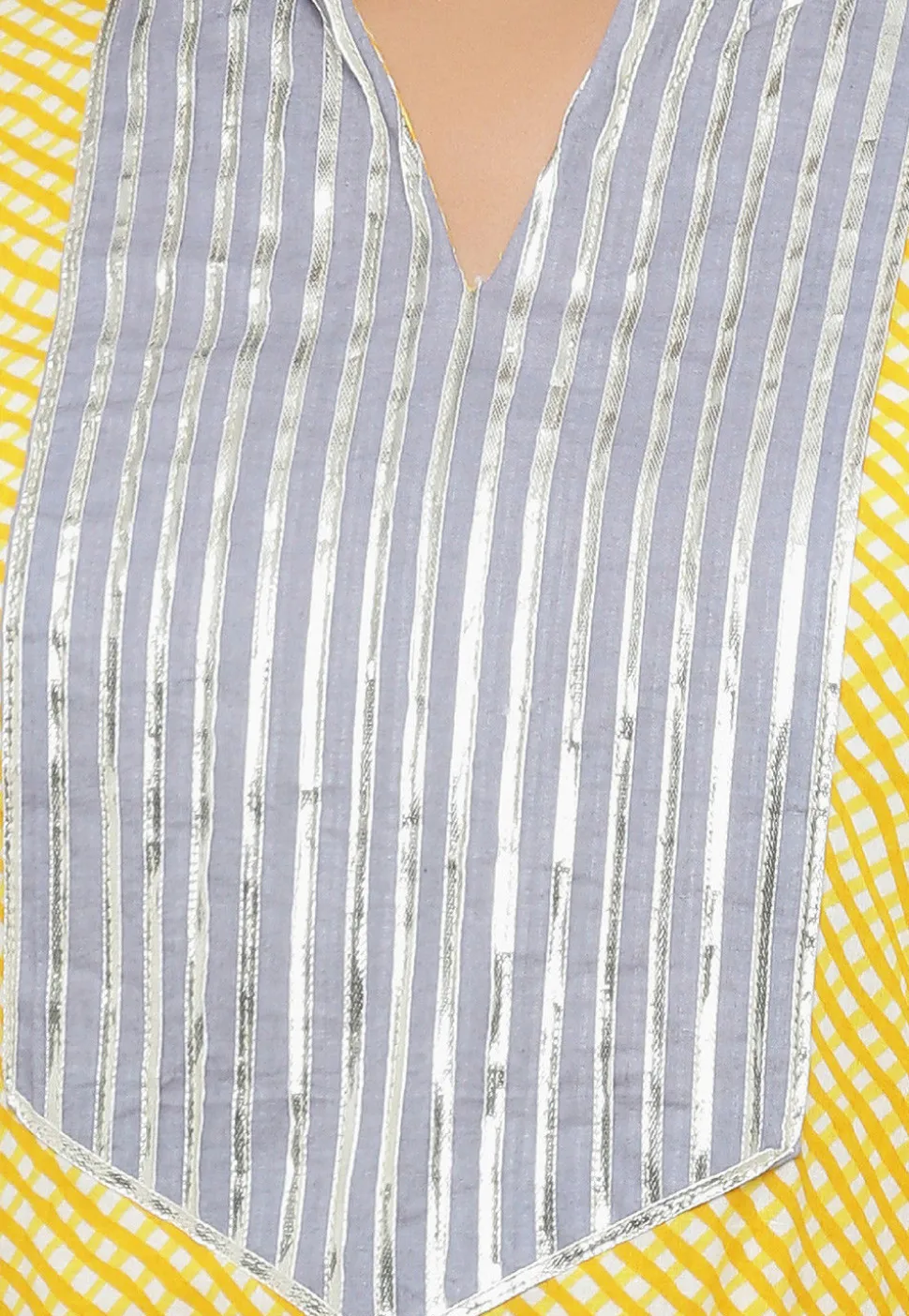 Leheriya Printed Cotton Pakistani Suit in Yellow