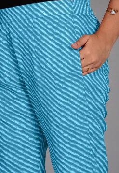 Leheriya Printed Cotton Pant in Turquoise