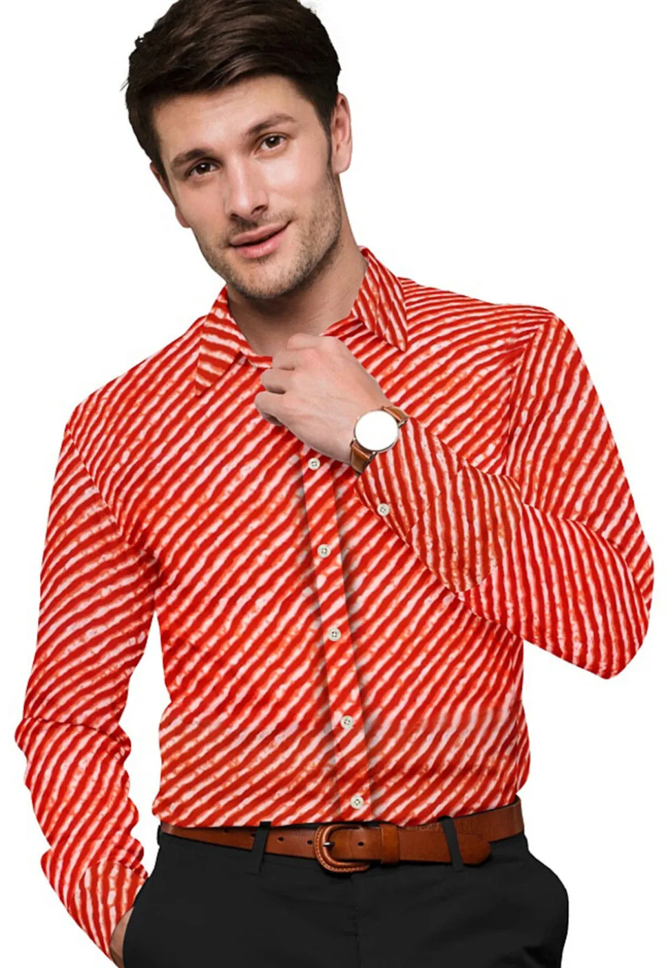 Leheriya Printed Cotton Shirt in Red