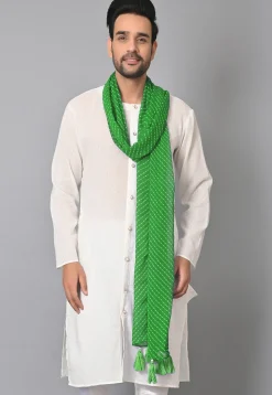 Leheriya Printed Georgette Men Dupatta in Green