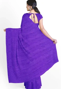 Leheriya Printed Georgette Saree in Purple