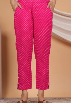 Leheriya Printed Georgette Pant in Pink