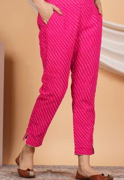 Leheriya Printed Georgette Pant in Pink