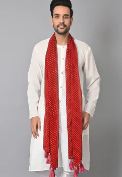 Leheriya Printed Georgette Men Dupatta in Red