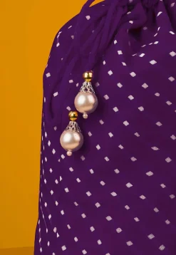 Leheriya Printed Georgette Potli Bag in Purple