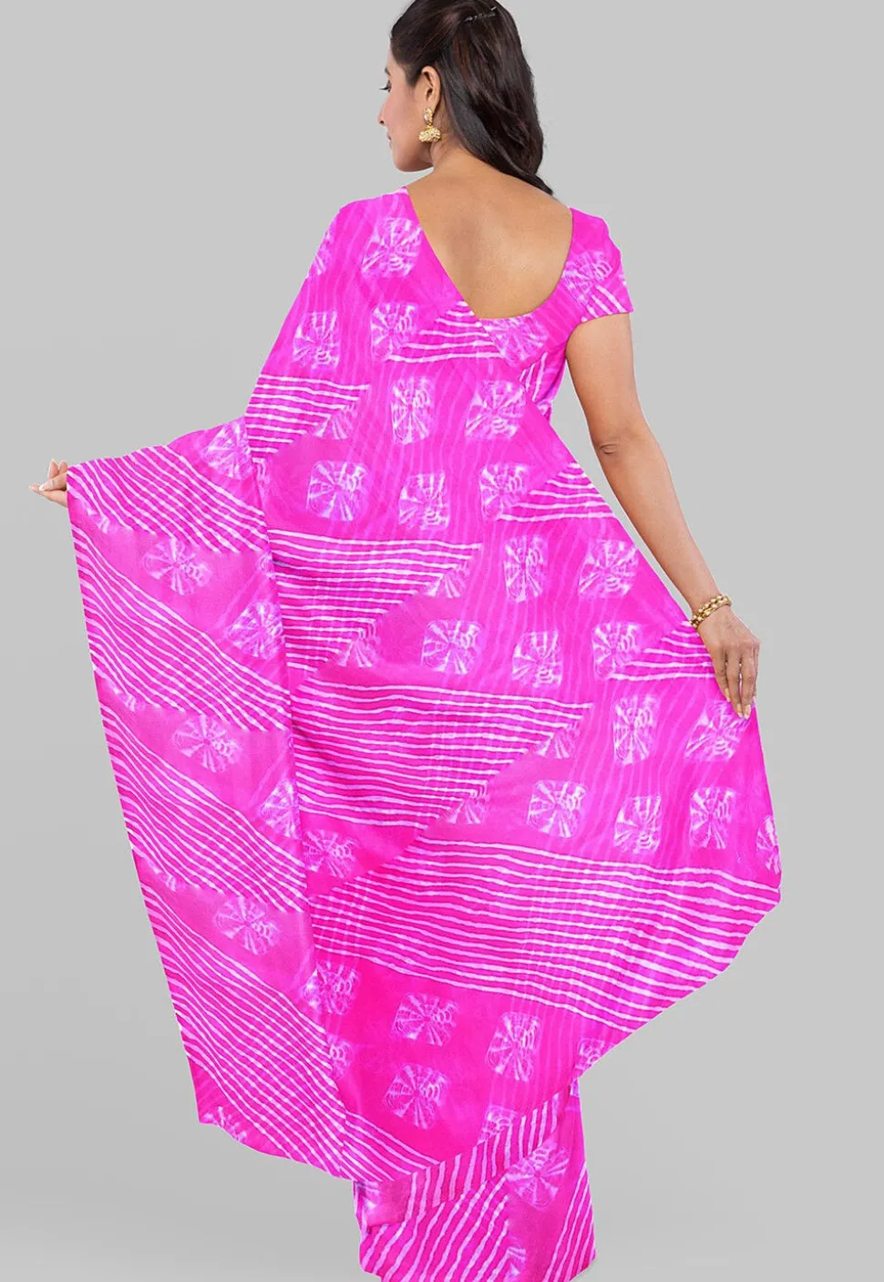 Leheriya Printed Georgette Saree in Pink