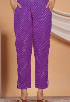 Leheriya Printed Georgette Pant in Purple
