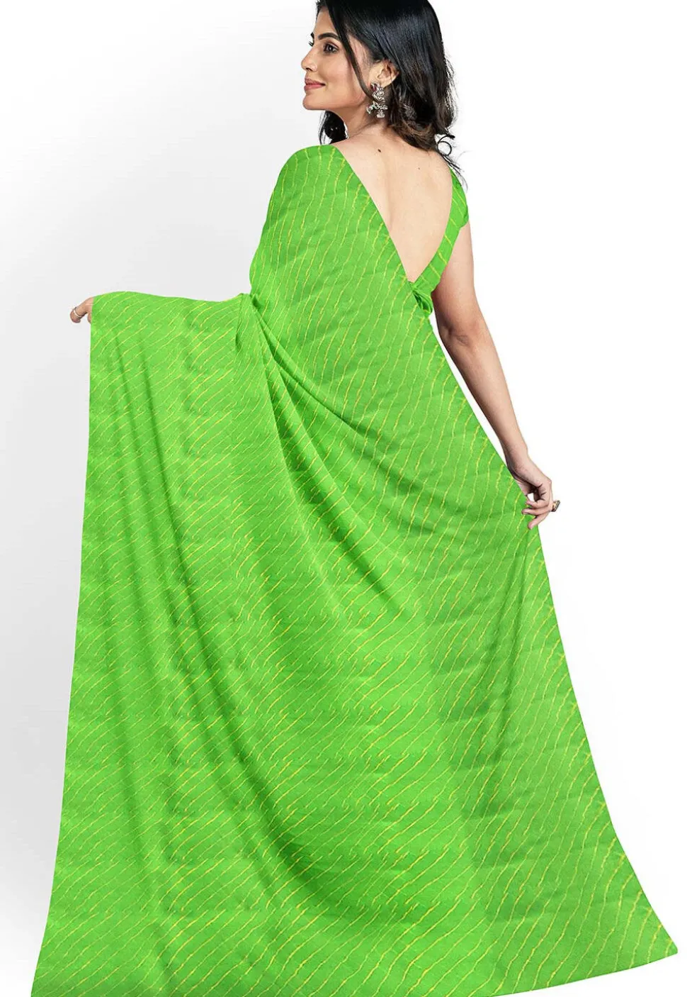 Leheriya Printed Georgette Saree in Green