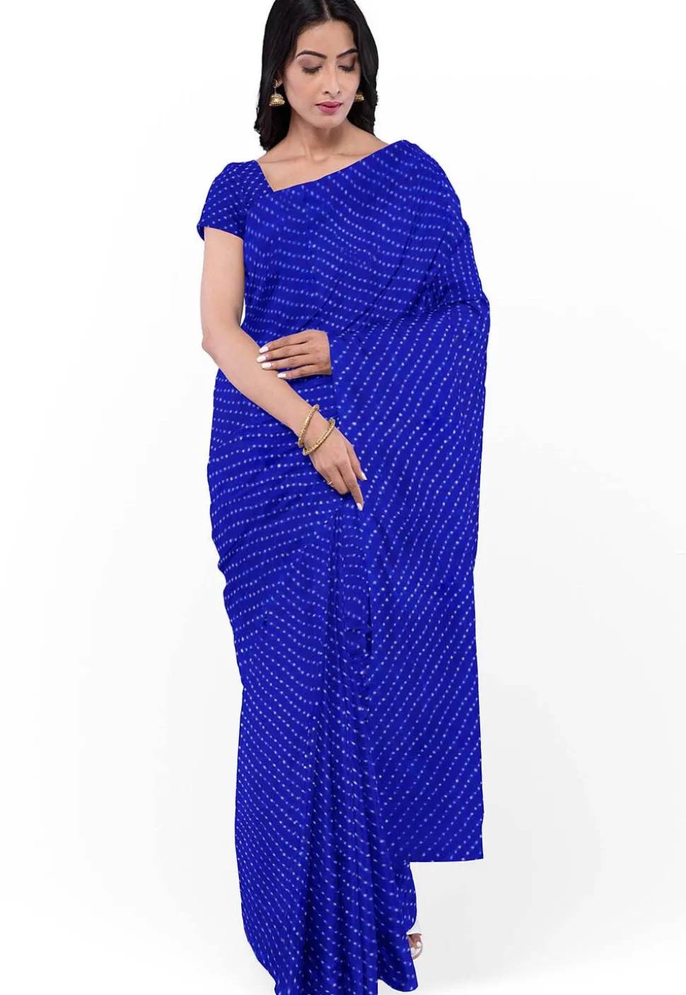 Leheriya Printed Georgette Saree in Royal Blue