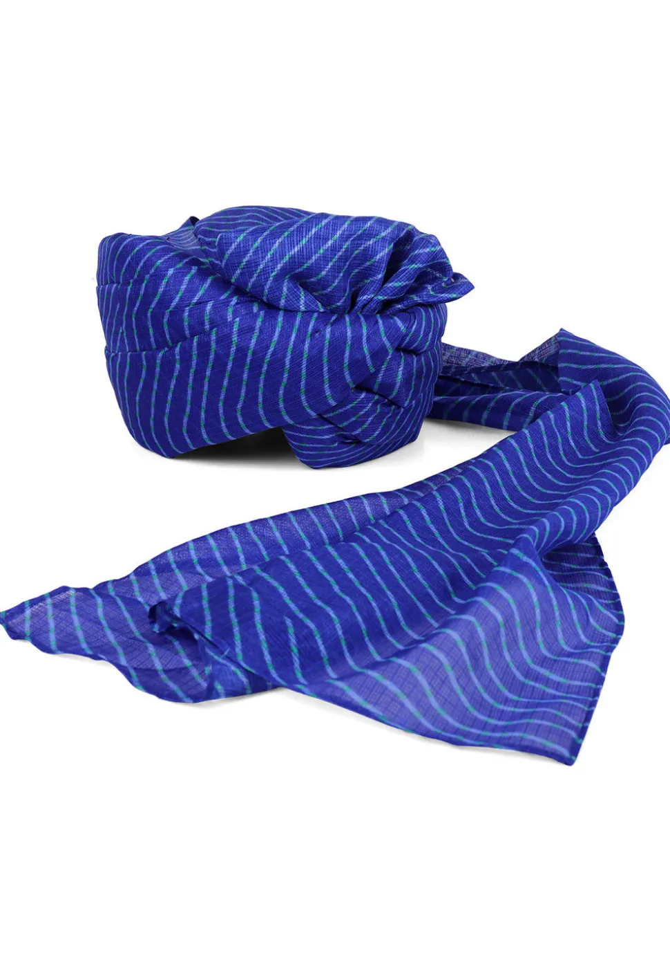 Leheriya Printed Kota Doria Turban in Royal Blue
