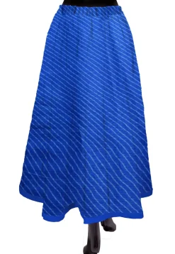 Leheriya Printed Kota Silk Skirt in Royal Blue