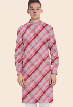 Leheriya Printed Kota Silk Kurta in Multicolor