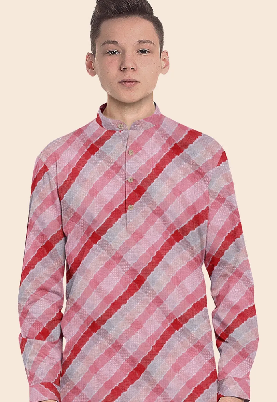 Leheriya Printed Kota Silk Kurta in Multicolor
