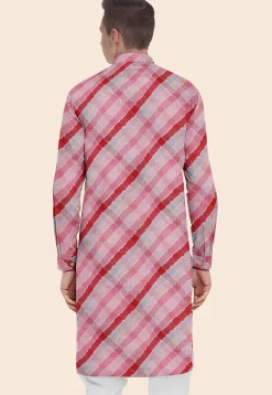 Leheriya Printed Kota Silk Kurta in Multicolor