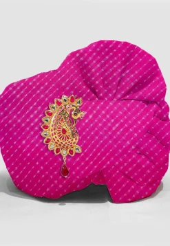 Leheriya Printed Pure Chiffon Unisex Turban in Pink