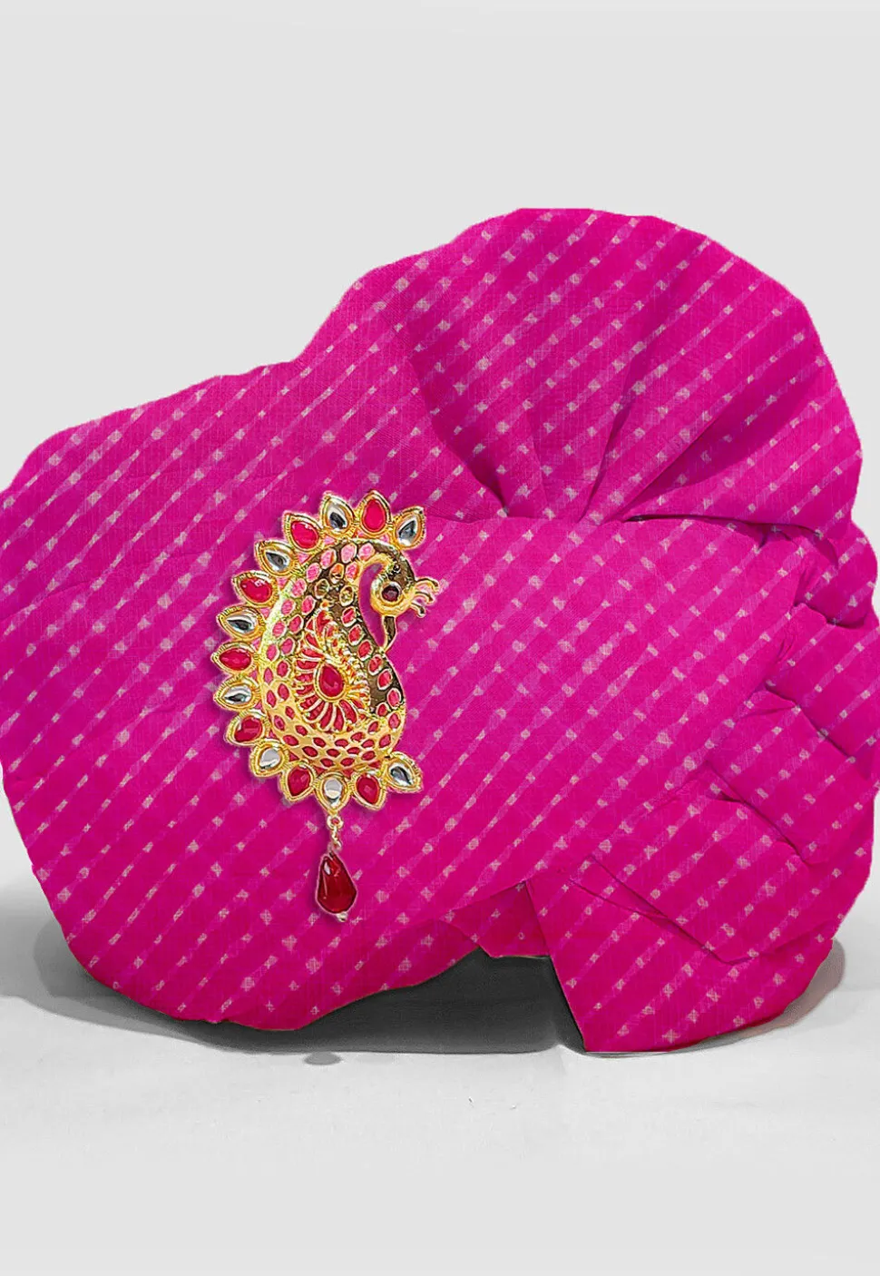 Leheriya Printed Pure Chiffon Unisex Turban in Pink
