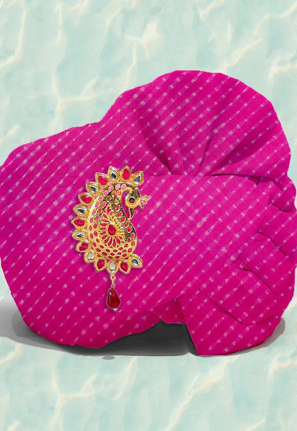 Leheriya Printed Pure Chiffon Kids Turban in Pink