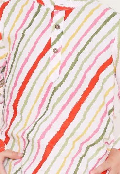 Leheriya Printed Pure Cotton Kurta Set in Multicolor