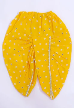 Leheriya Printed Pure Cotton Kurta Set in Yellow