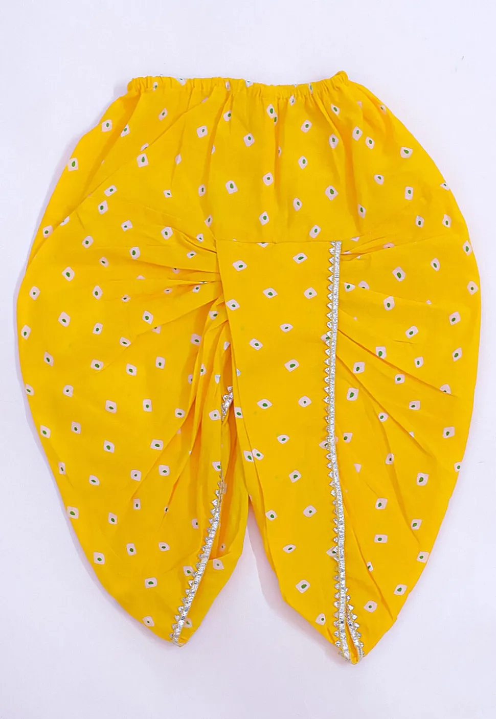 Leheriya Printed Pure Cotton Kurta Set in Yellow