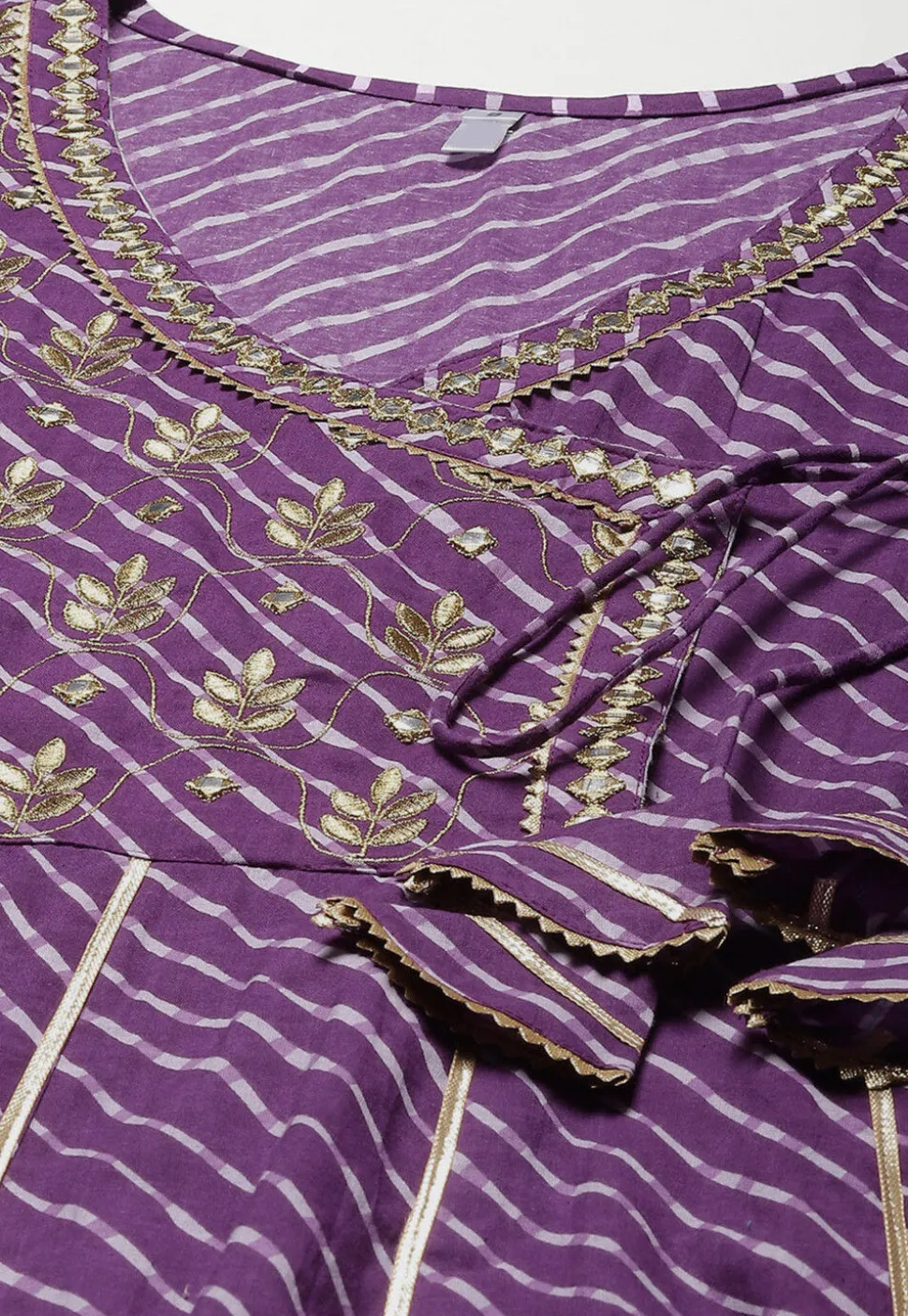 Leheriya Printed Pure Cotton Dress in Dark Purple