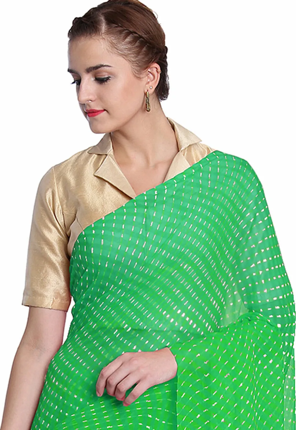 Leheriya Printed Pure Georgette Saree in Green