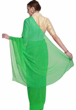Leheriya Printed Pure Georgette Saree in Green