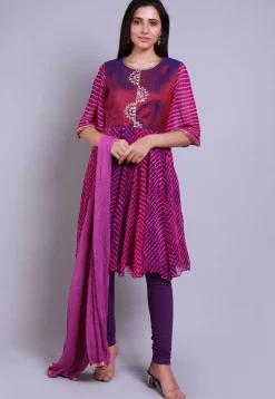 Leheriya Printed Pure Georgette A Line Suit in Purple