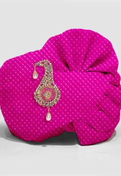 Leheriya Printed Pure Kota Silk Unisex Turban in Pink