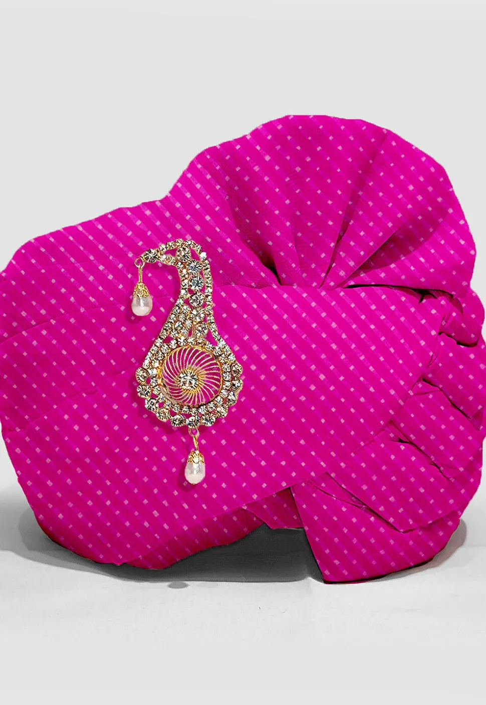 Leheriya Printed Pure Kota Silk Unisex Turban in Pink