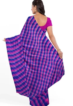 Leheriya Printed Pure Kota Silk Saree in Pink and Purple