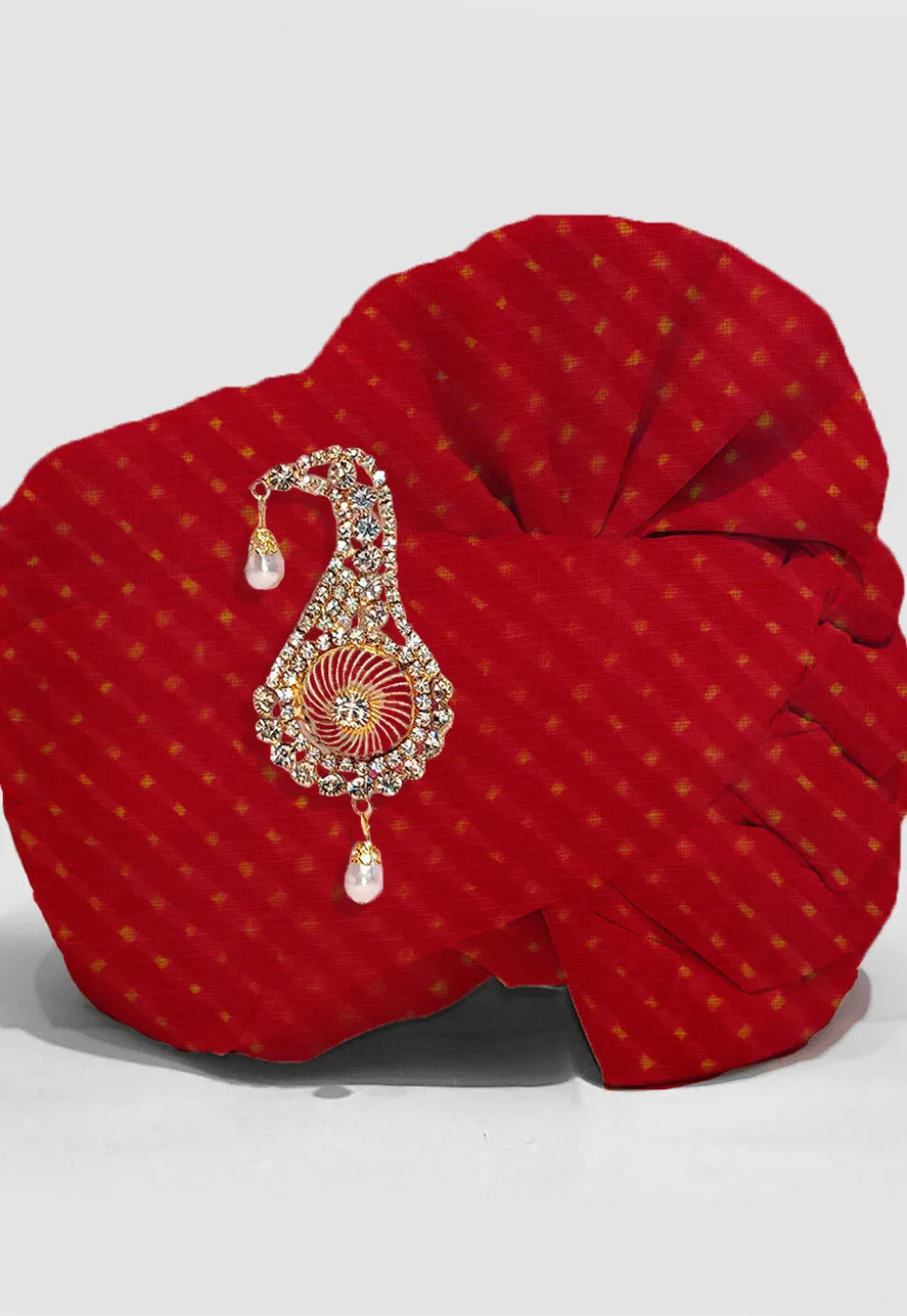Leheriya Printed Pure Kota Silk Unisex Turban in Red