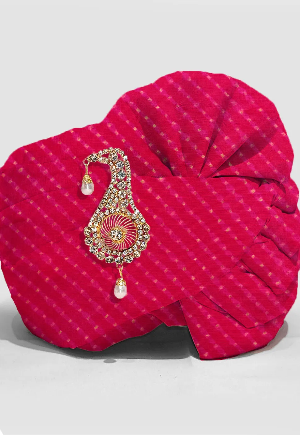 Leheriya Printed Pure Kota Silk Unisex Turban in Fuchsia