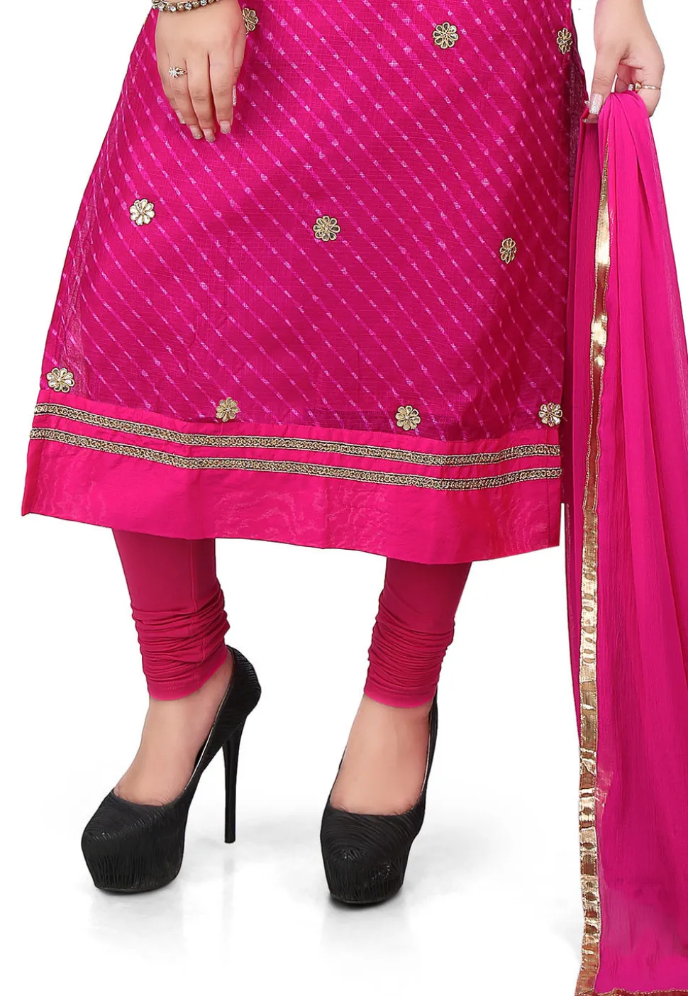 Leheriya Pure Kota Silk Straight Cut Suit in Fuchsia
