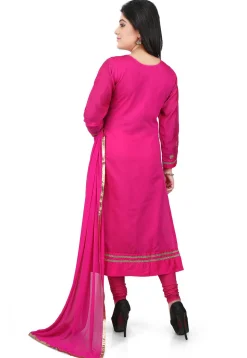 Leheriya Pure Kota Silk Straight Cut Suit in Fuchsia