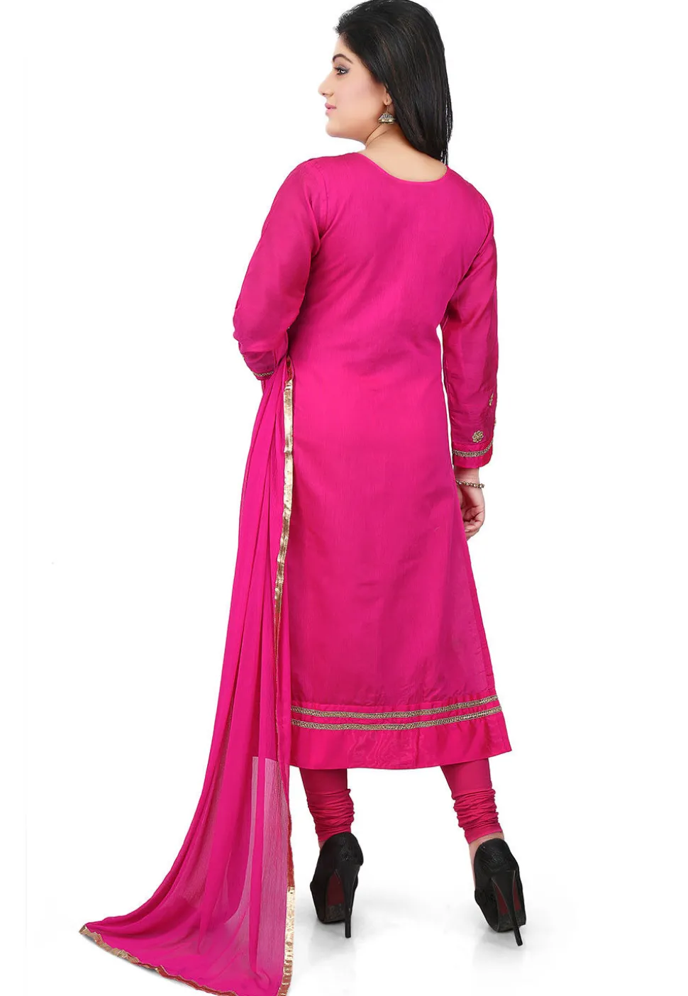 Leheriya Pure Kota Silk Straight Cut Suit in Fuchsia