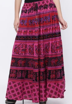 Mandala Printed Pure Cotton Skirt in Pink