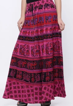 Mandala Printed Pure Cotton Skirt in Pink