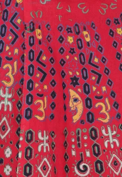Mandala Printed Pure Cotton Wrap Around Skirt in Red