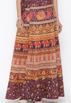 Mandala Printed Pure Cotton Wrap Around Skirt in Multicolor