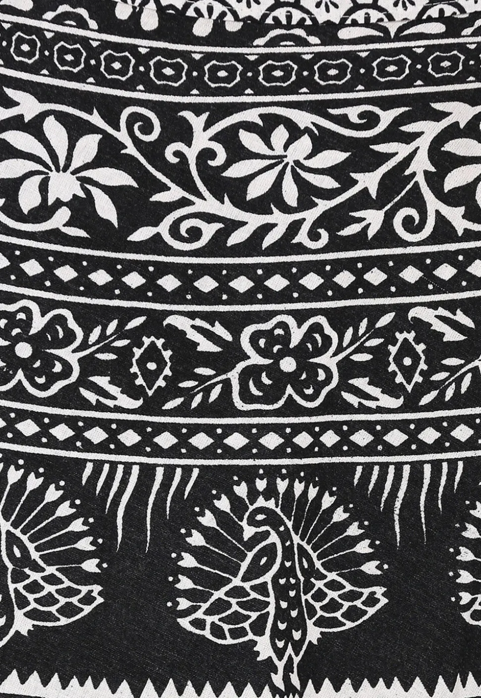 Mandala Printed Pure Cotton Wrap Around Skirt in Black