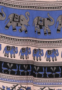 Mandala Printed Pure Cotton Wrap Around Skirt in Light Beige and Black