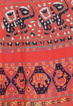 Mandala Printed Pure Cotton Wrap Around Skirt in Peach