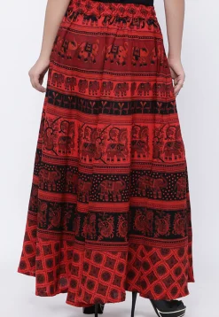 Mandala Printed Pure Cotton Skirt in Red